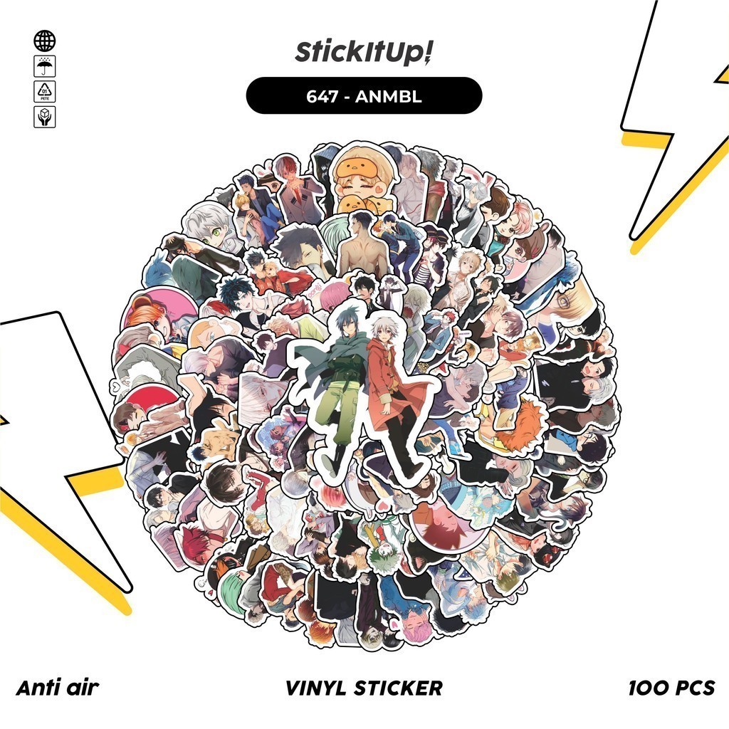 

COD 100 Pcs Stiker Pack Anime Boys Love Lucu Aesthetic Vynil Waterproof untuk Freebies Sticker Buku Journal Casing HP Laptop