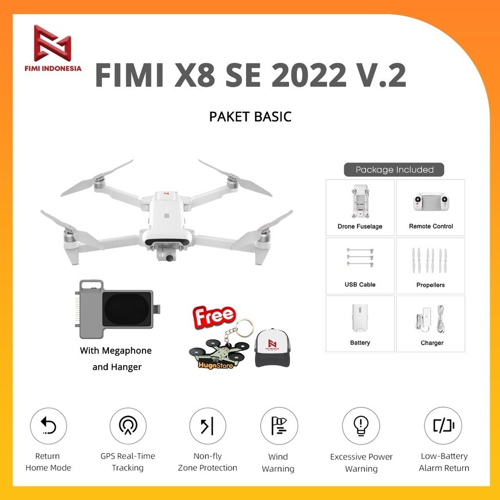promo spesial FIMI X8SE 2022 V2 Drone GPS 10KM 4k 48MP 3-axis Gimbal With Megaphone