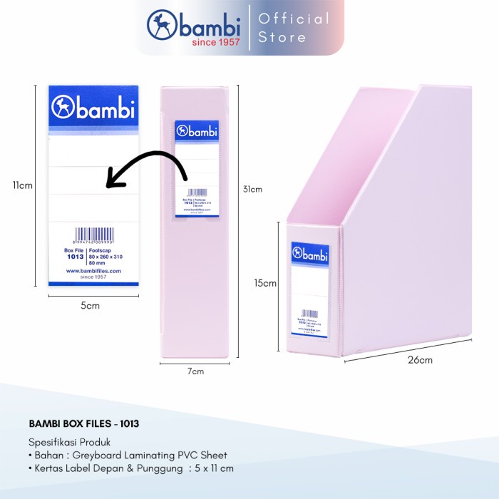 

Bambi Box Magazine File Folio - 1013 kapasitas 8 cm - Flouro Purple