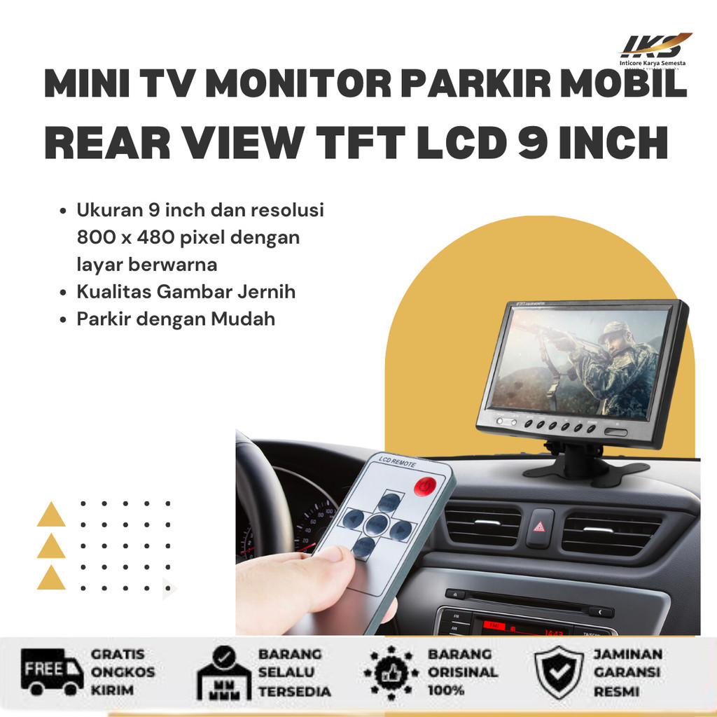 Mini TV Monitor Parkir Mobil Rear View TFT LCD DVD MP3 Player 9 Inch