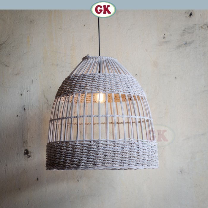 D40 kap Lampu gantung rotan putih lampu kafe lampu hias gantung 1118