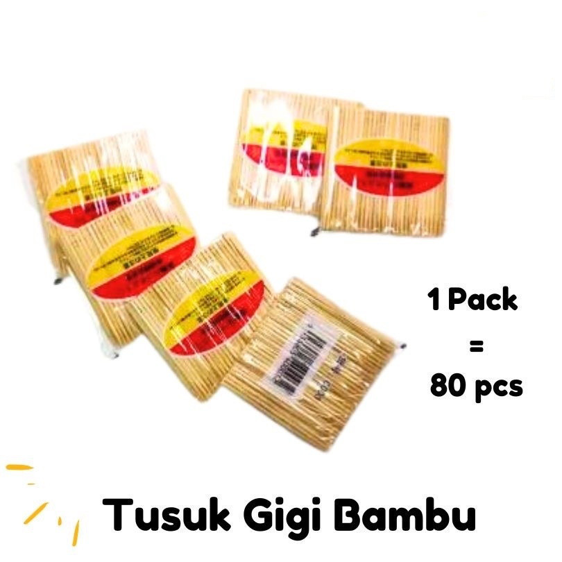 Tusuk Gigi Bambu Pack 80 Pcs Ujung Lancip Runcing Satu Sisi
