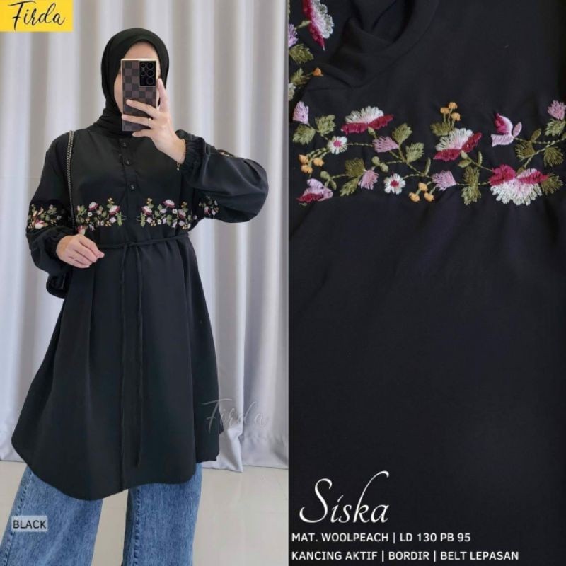 TUNIK PUTIH BORDIR JUMBO LD 120 130 138 XXXL TUNIK SISKA BY FIRDA/ GAMIS MODEL BARU MURAH