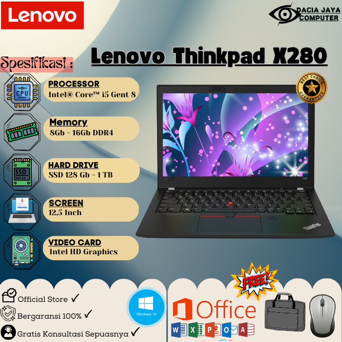 Laptop Lenovo Thinkpad X230 X240 X250 X260 X270 X280 Core i5 / i7 RAM 8Gb SSD 256Gb BERGARANSI ORIGINAL