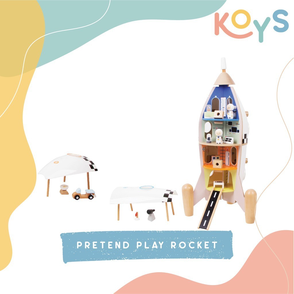 Pretend Play Rocket | wooden toy mainan kayu roket | miniatur roket DIY astronot outer space