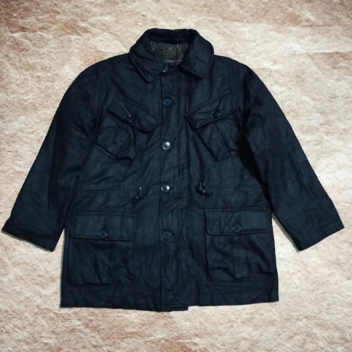 jaket parka vintage COLIN HARVEY made ENGLAND hitam saku miring cargo pocket slant dua layer daleman