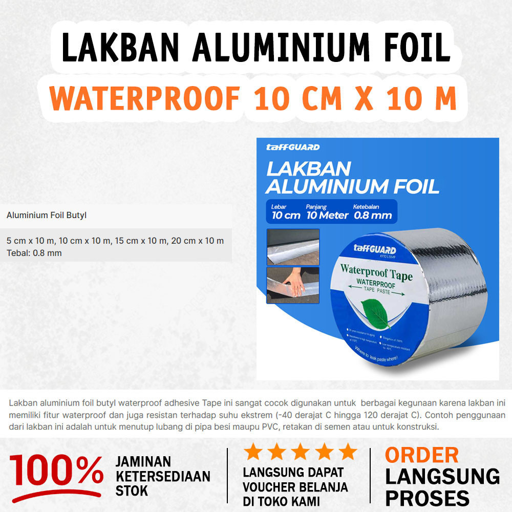 

Taffware | Lakban Aluminium Foil Butyl 0.8 mm Waterproof 5 cm x 10 m