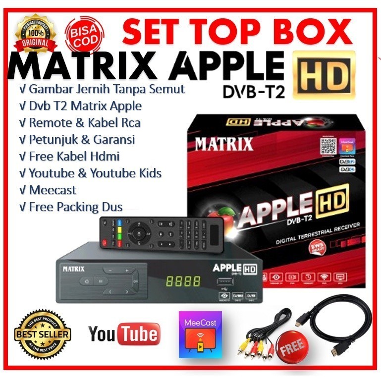 Set Top Box Matrix Apple Full Hd DVB T2 & C STB Matrix STB Digital Setopbox Matrix Receiver Matrix
