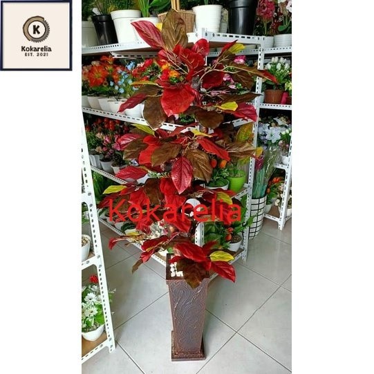 Bunga hias artificial pohon Apukat merah Bunga sudut ruangan besar 140 cm
