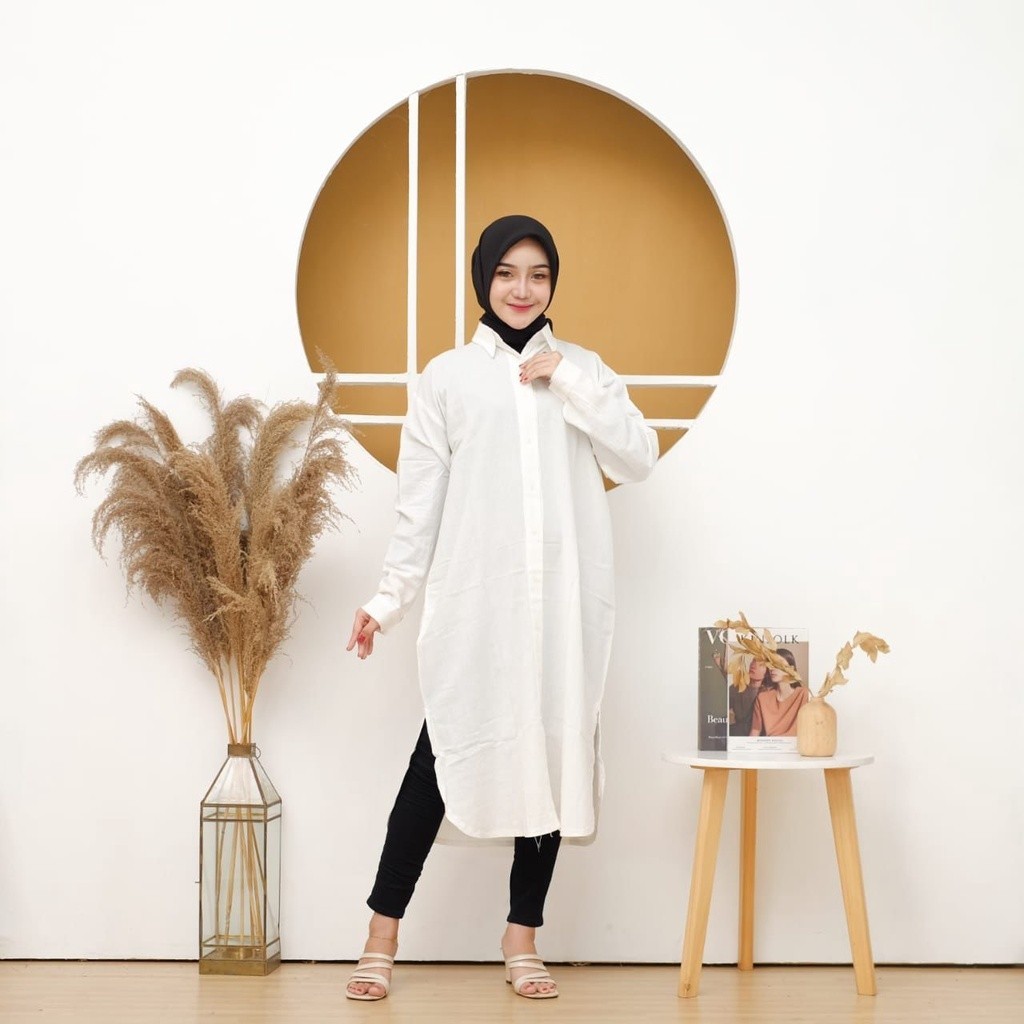 Kemeja Tunik Linen Oversize Dress Shirt Dress Linen Tunik Oversize Tunik Midi Dress Linen Oversize D