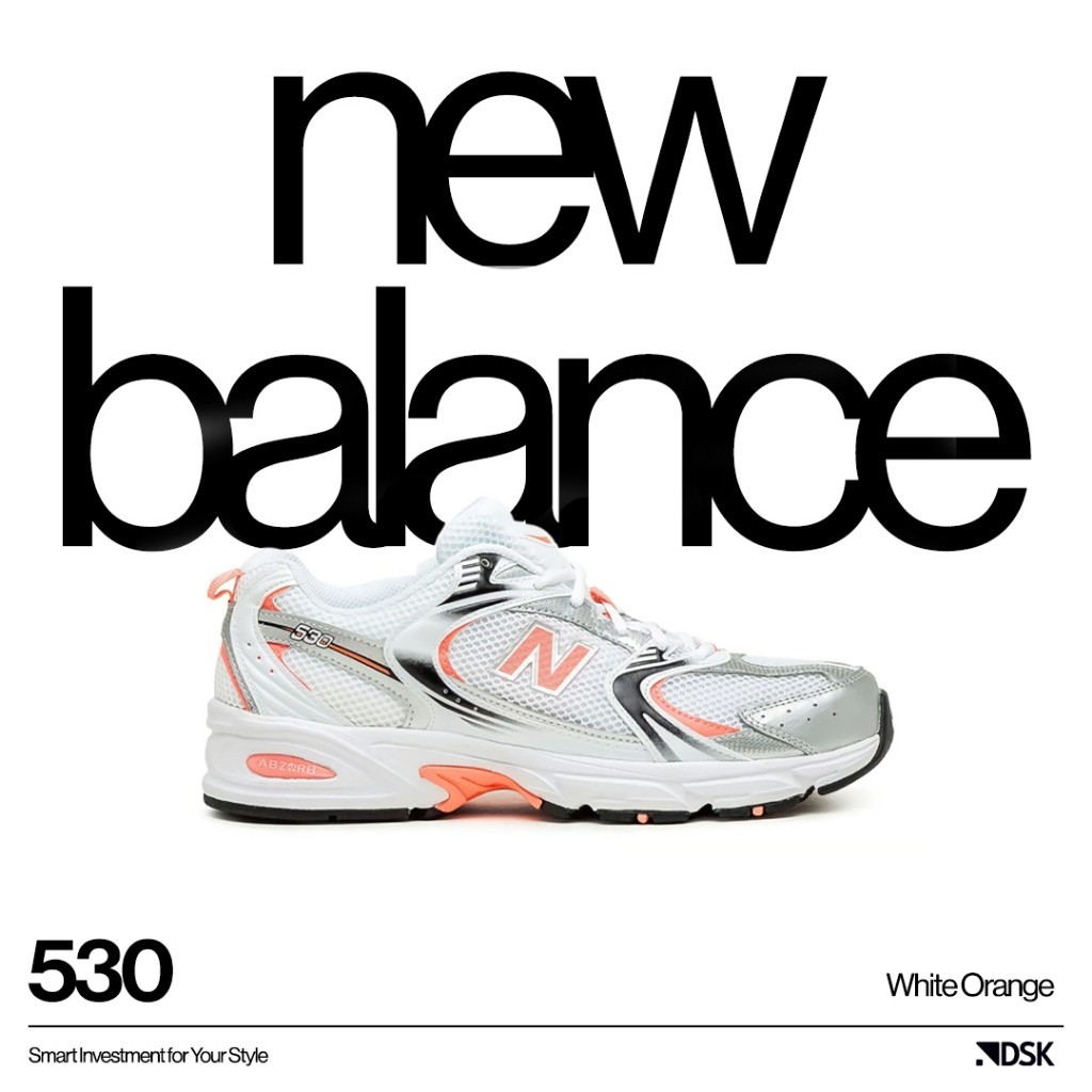 New Balance 530 White Orange 100% Original Sneakers Casual Pria Wanita Sepatu Ori Murah New Balance 