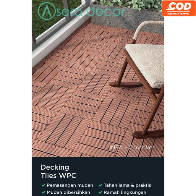 LANTAI KAYU DECK TILE WPC DECKING TILE DIY OUTDOOR INDOOR TAHAN AIR TAHAN RAYAP
