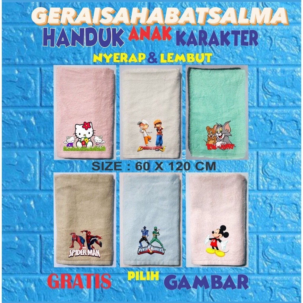 (POHAK)HANDUK ANAK KARAKTER,handuk anak Handuk anak karakter,handuk custom,handuk kecil