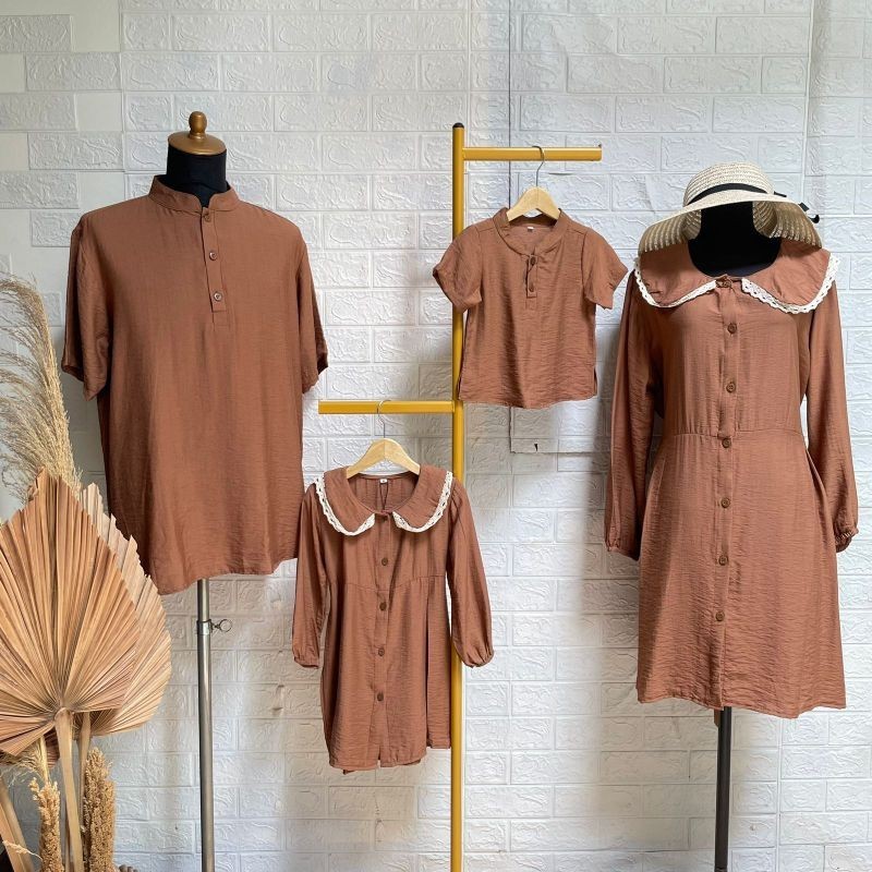 TUNIK ELORA COUPLE IBU DAN ANAK TUNIK RENDA POLOLINEN BAJU PASANGAN IBU DAN ANAK BAJU KEMBAR IBU DAN