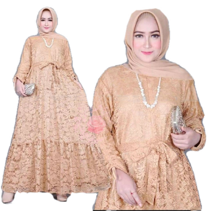 Gamis brukat XXXL marifa coksu baju brokat jumbo murah