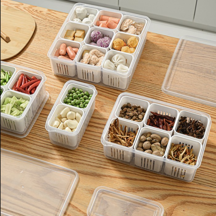 kotak sekat saringan penyimpan makanan kulkas freezer food storage container plastik pp5 food grade 