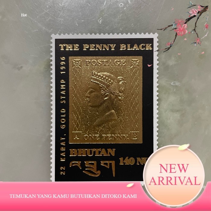 

Perangko Lapis Emas 22K Gold Stamp, Bhutan 1996 The Penny Black Mint