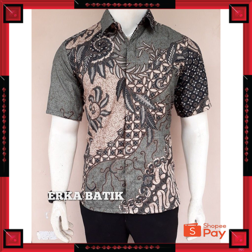 KAIN ADEM LEMBUT HALUS TEBAL / Kemeja Batik Pria Lengan Pendek M L XL XXL