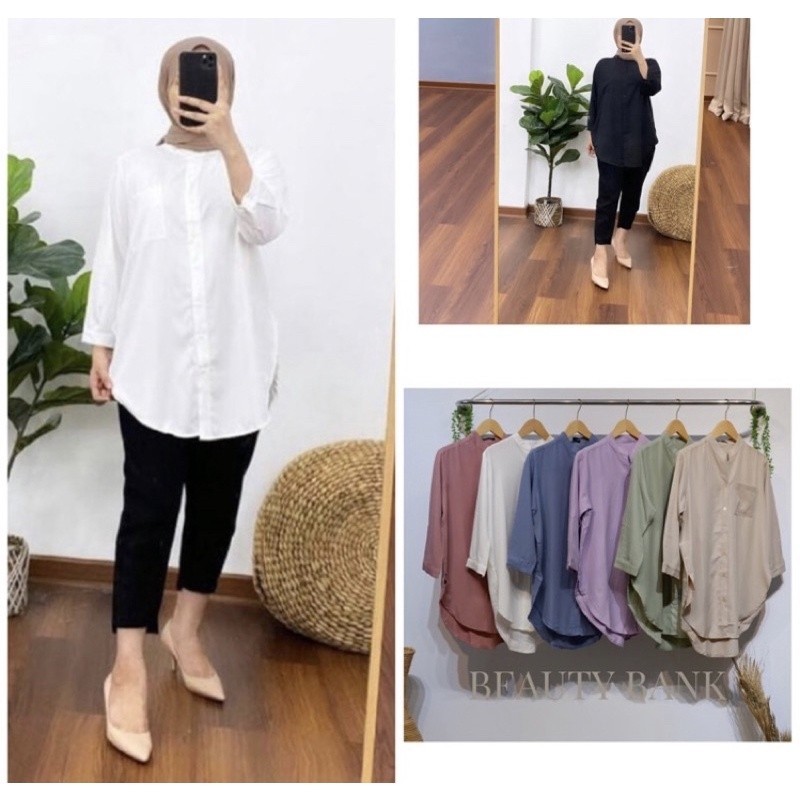 [NEW]  KEMEJA TUNIK POLOS JUMBO XXL LD 120 / Shakila Premium Import | Atasan MUSLIM REAL PICT