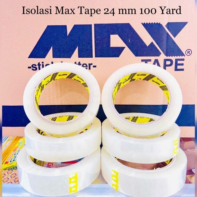 Isolasi 24mm 100 yard Max Tape Bening Isolasi 1 inchi Bening 24 mm