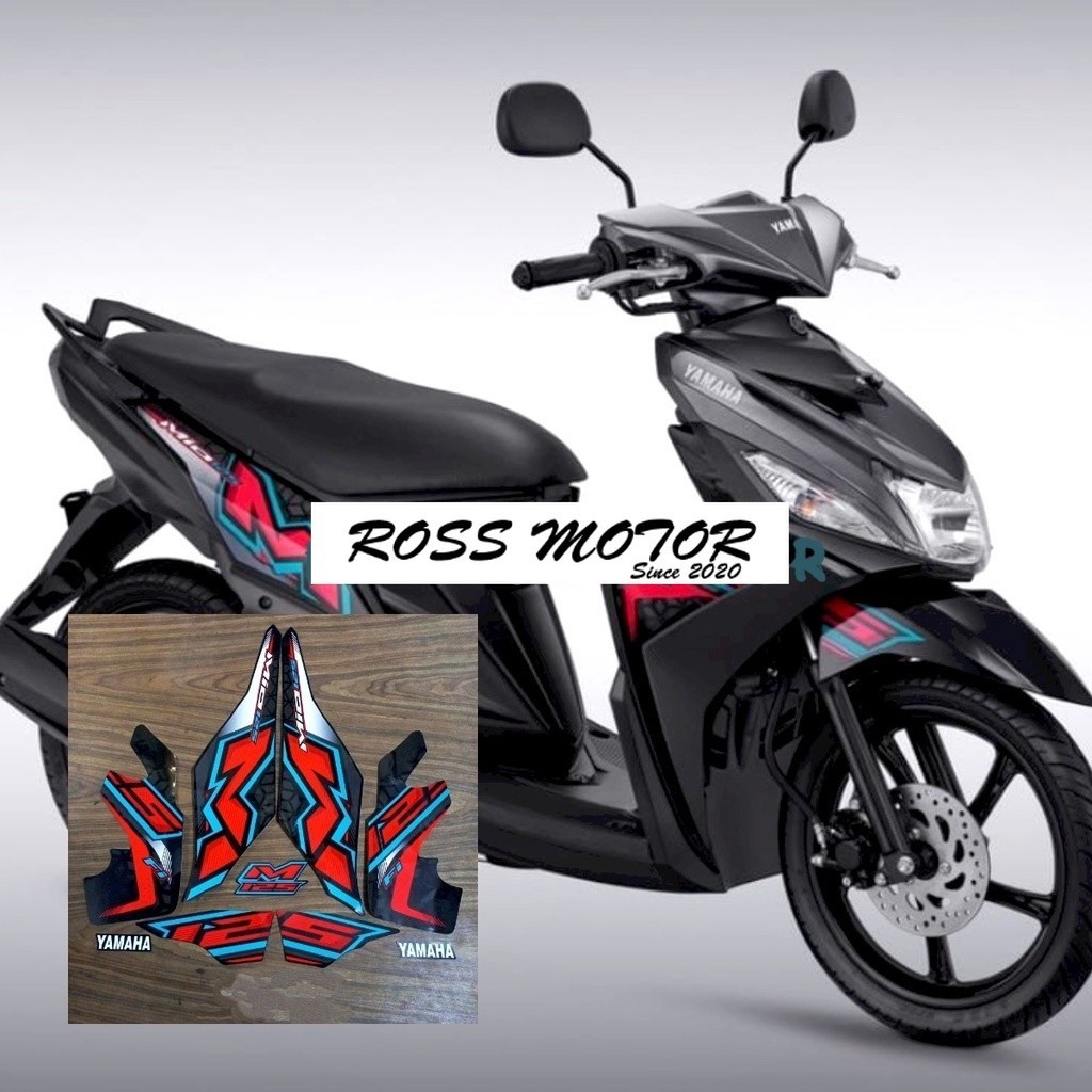 Striping stiker polet motor yamaha Mio m3 125 mio125 2022 2023 hitam full list stiker motor standar