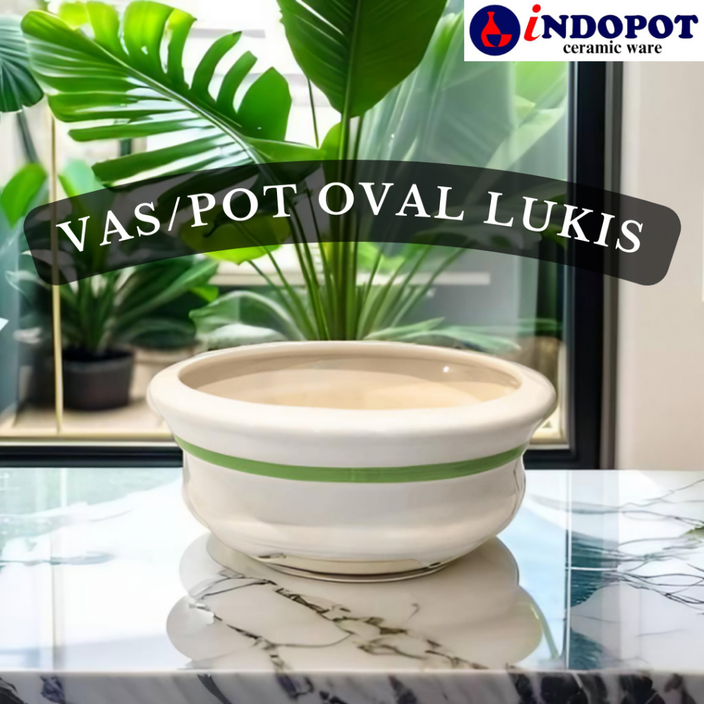 Vas Pot Keramik Bentuk Oval bisa untuk dekorasi rumah berbagai tanaman bunga / anggrek bonsai / arti
