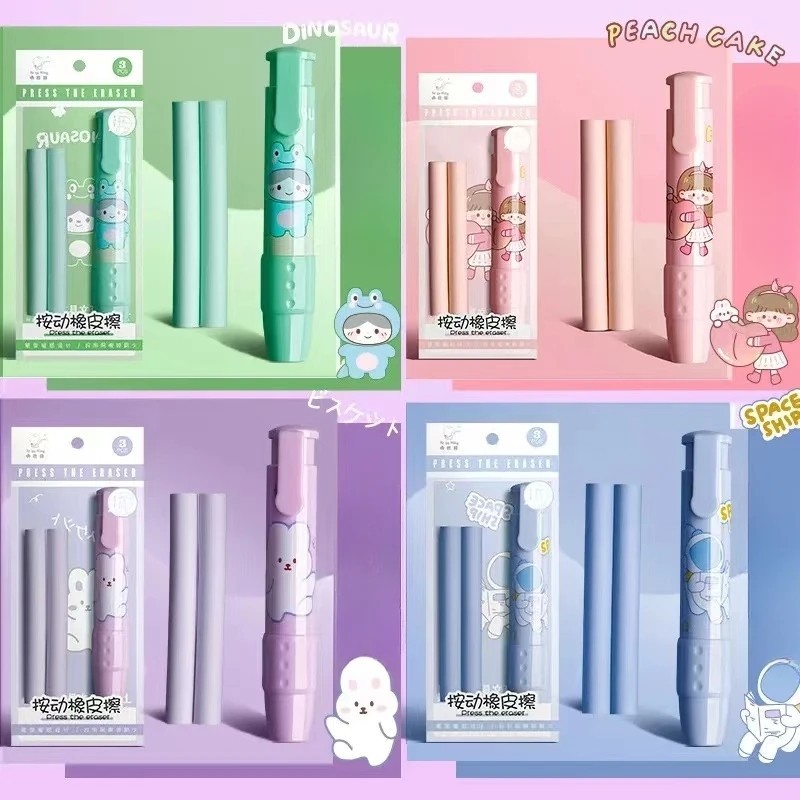 

1pcs Erasers Pen Retractable Press Pencil RubberCorrection Supplies School Stationery Erasersfor Kids Soft Art Eraser Pen