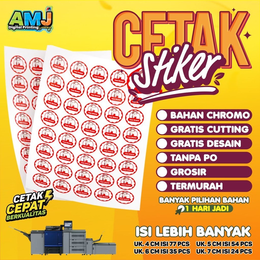 

Print & Die Cutt_Cetak Stiker CHROMO A3+ Sudah Potong Putus_Label Makanan_Minuman_Skincare_Kosmetik