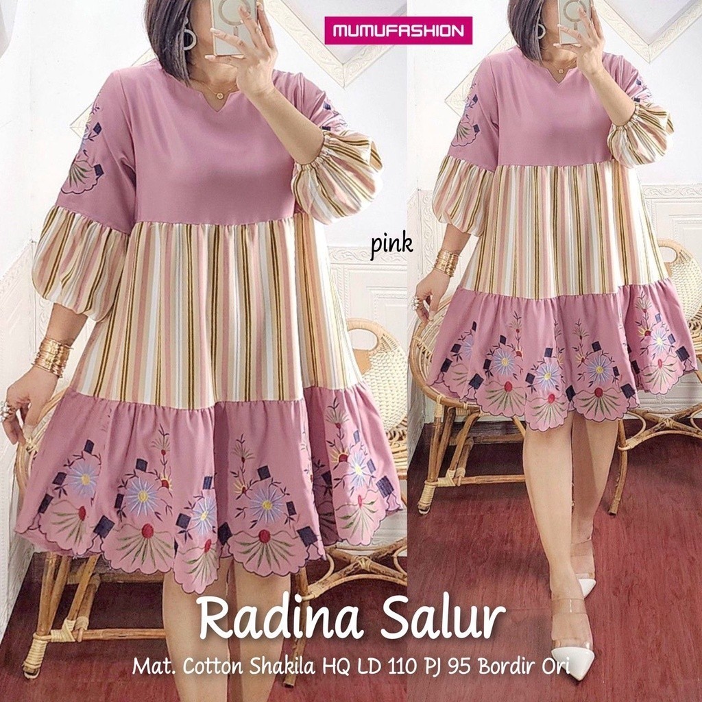 BHL - RADINA SALUR  Atasan Tunik Bordir Terbaru Kekinian Bisa COD Radina Salur Best Seller by MUMUFA