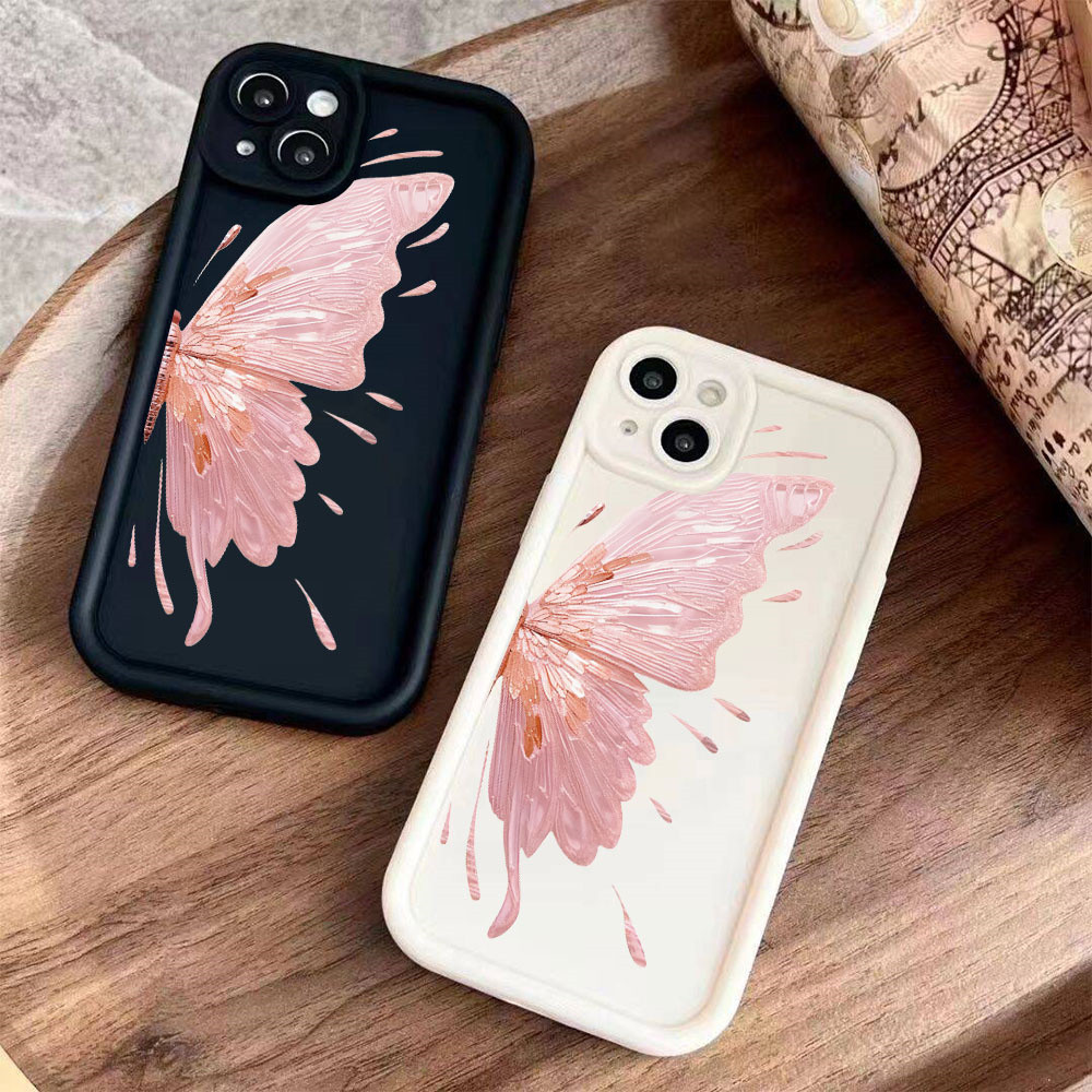 Casing hp iPhone 11 15 13 12 14 Pro Max XR iPhone 7 Plus 8 6 6S XS Max Rose Gold Butterfly Case