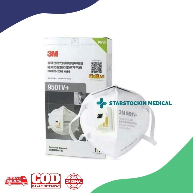 Masker Medis N95 3M 9501v+ Box Isi 25 pcs