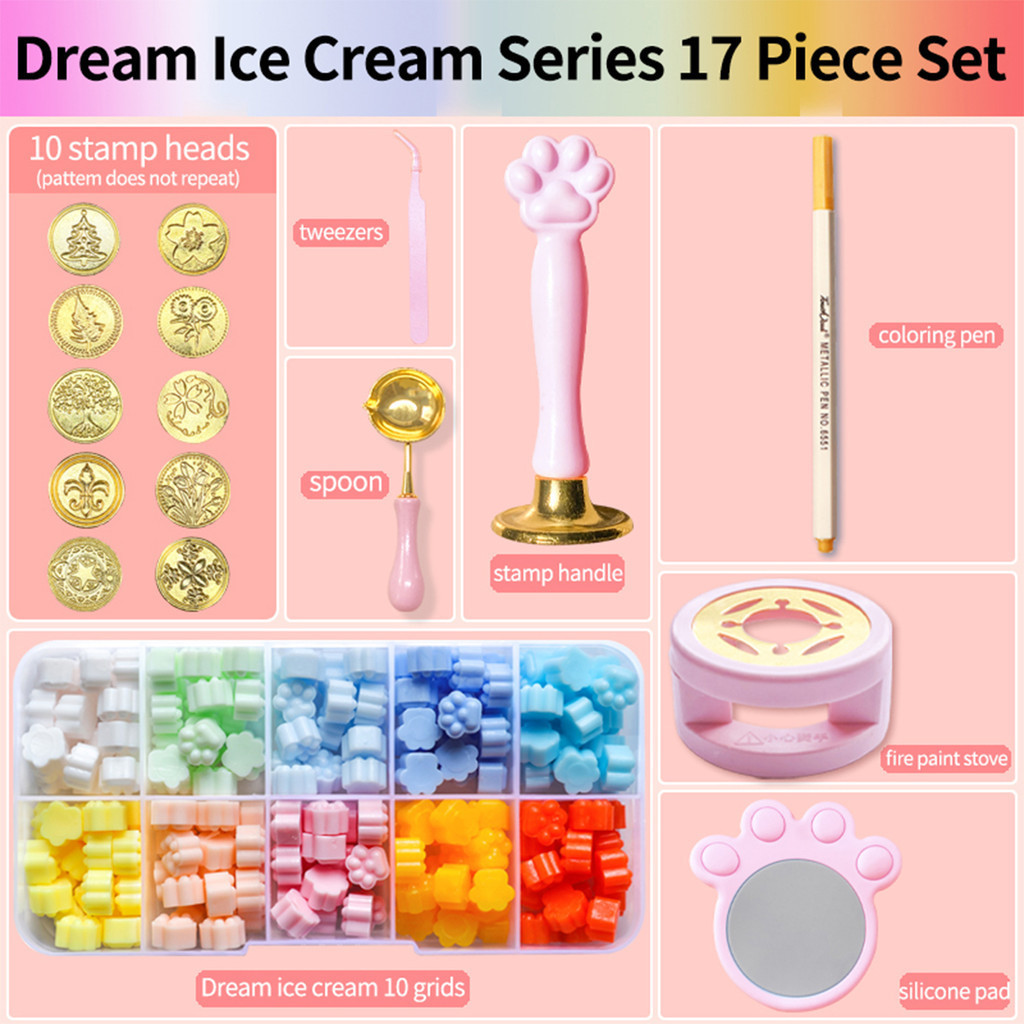 

A Set Of 17 Gift Wrap Fire Paint Wax Seal Head Stamp Set For Diy Handmade Seals