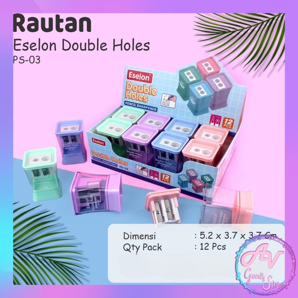 

Rautan 2 Lubang Office ES PS-03 / Serutan Pensil Eselon / Orotan Pensil Pastel