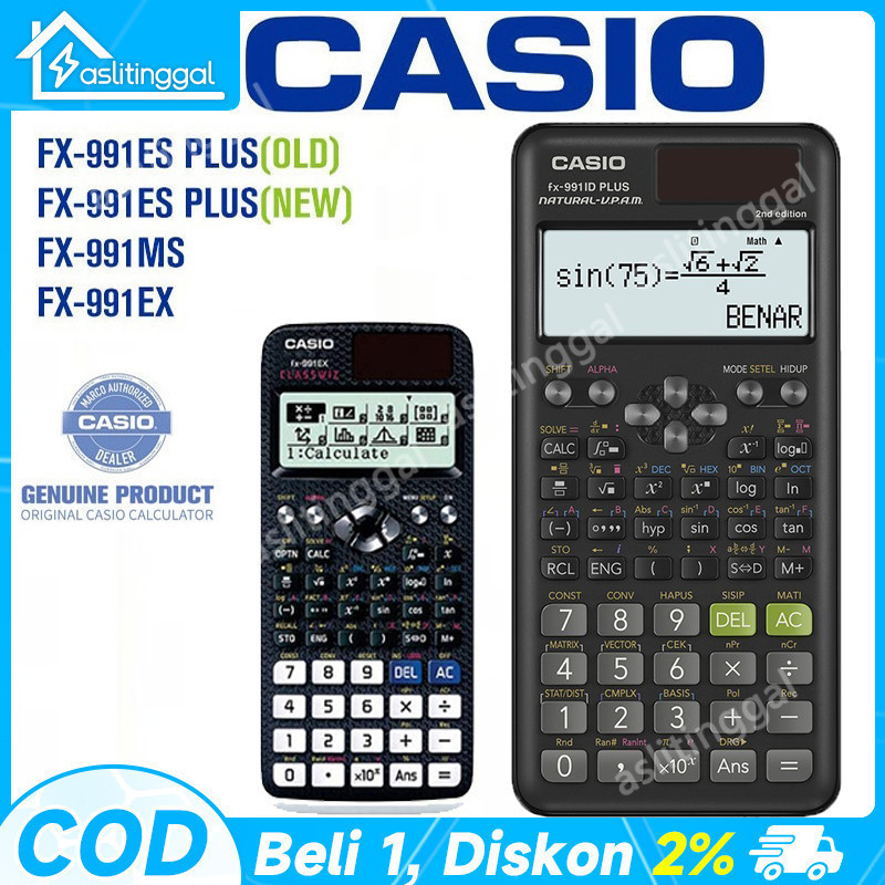 

Kalkulator Scientific Casio ilmiah FX-991EX/991ES-Plus Calculator Scientific Casio Kalkulator Casio Scientific 417 Fungsi/Dua Sumber Tenaga Baterai Dan Tenaga Matahari/40 Konstanta Rumus