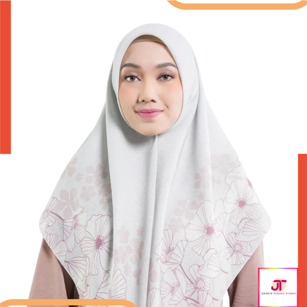 Hijab Segi Empat Elzatta Kaila Rosella Motif Bunga New Trendy