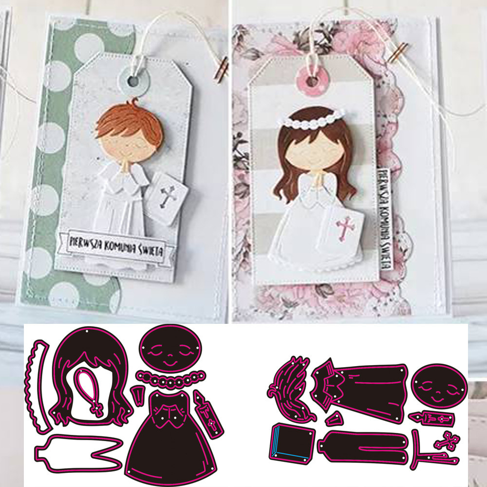 

Metal dies set My first communion boy and girl para tarjetas mi primera comunión niño niña Metal Cutting Dies DIY Crafts