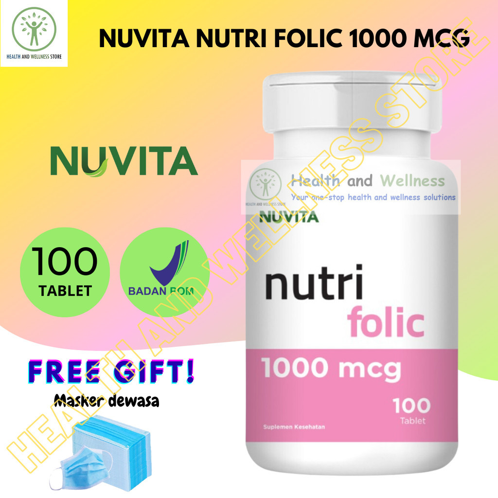 NUVITA NUTRI FOLIC 1000 MCG 100 TABLET FOLIC ACID ASAM FOLAT KEHAMILAN MATERNITY PREGNANCY