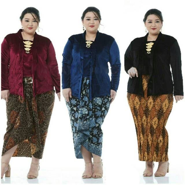 Atasan Atasan Kebaya Bludru kutubaru Polos JUMBO