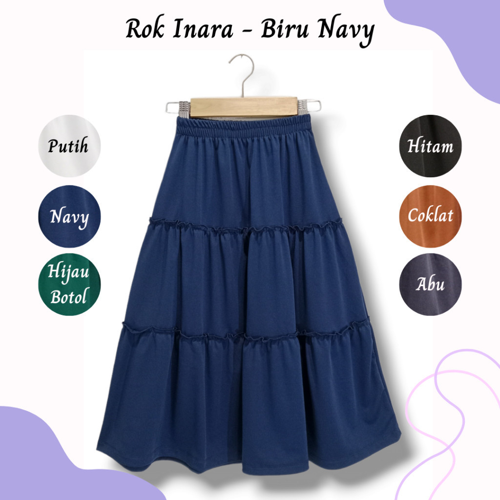 Rok Inara - Rok Panjang Anak Remaja Perempuan Model Korea Long Skirt Maxi Bawahan Rok 3 TIngkat Neci