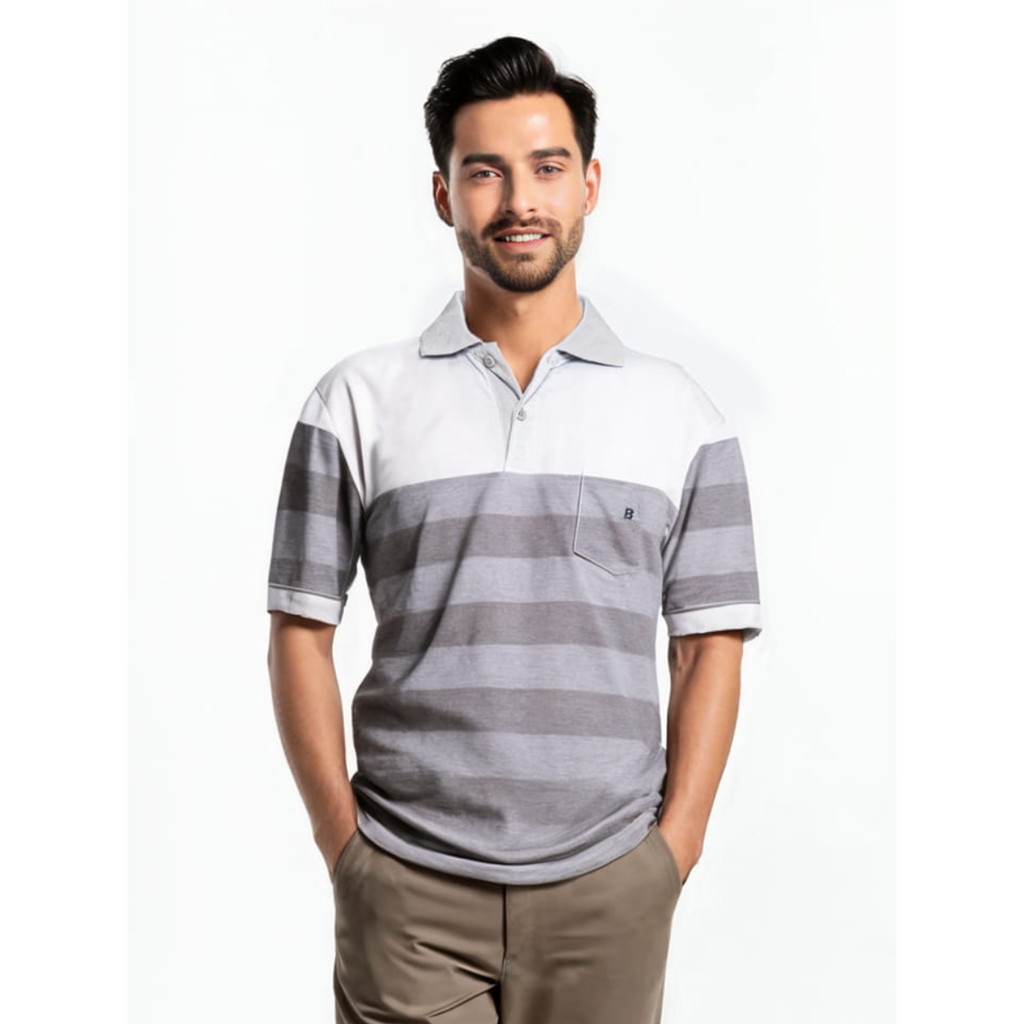 Baverre Man by Hassenda - Kaos Polo Pria Lengan Pendek Ghani Abu