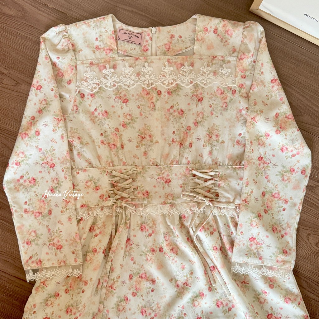 Himeka Vintage - Evarose Dress (special pattern) - Raya Dress - Layered Dress -Vintage Dress - Cotta
