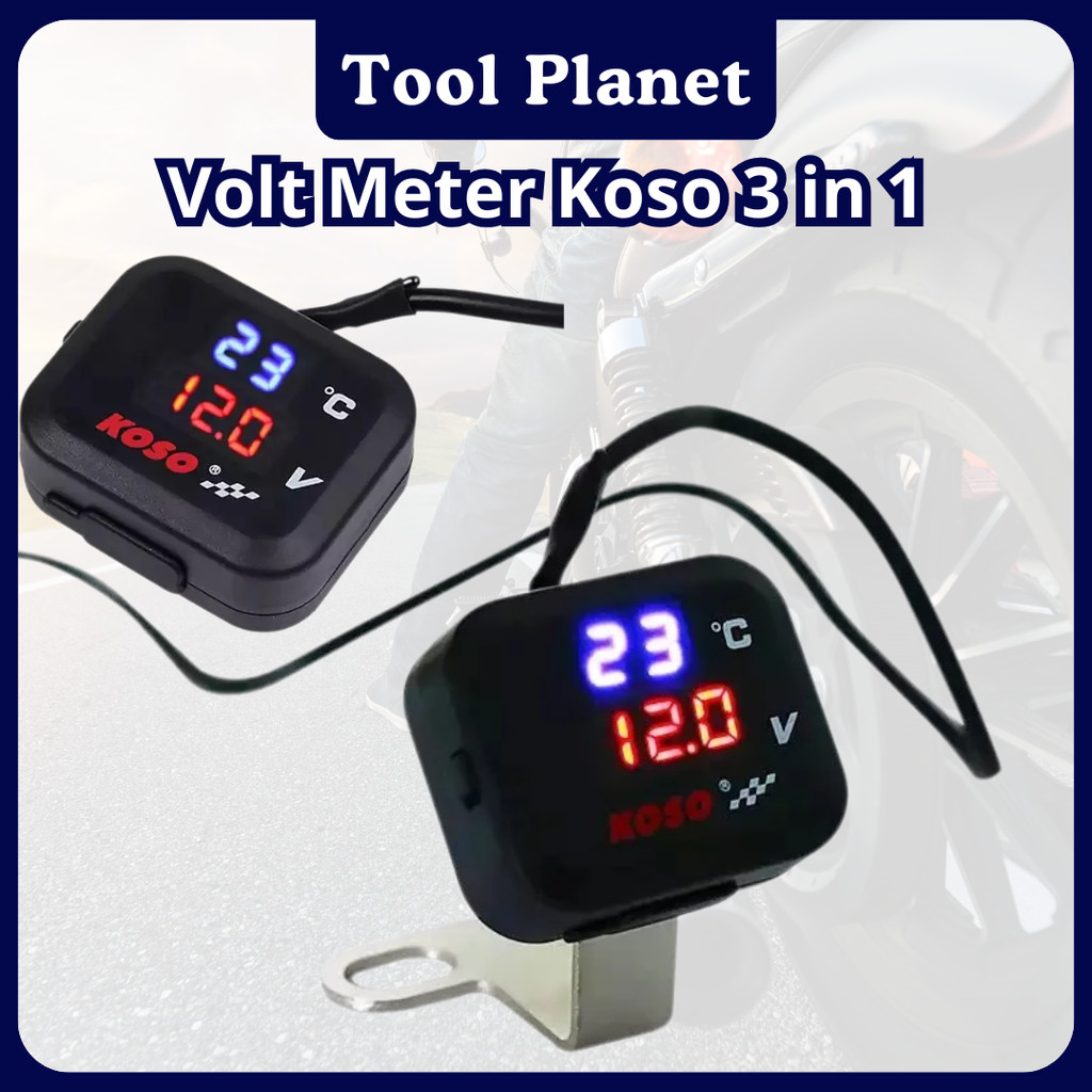 Tool Planet (Garansi 1 Tahun) Volt Meter Koso 3 in 1/Voltmeter 3 in 1 Koso Usb Anti Air Original/2A