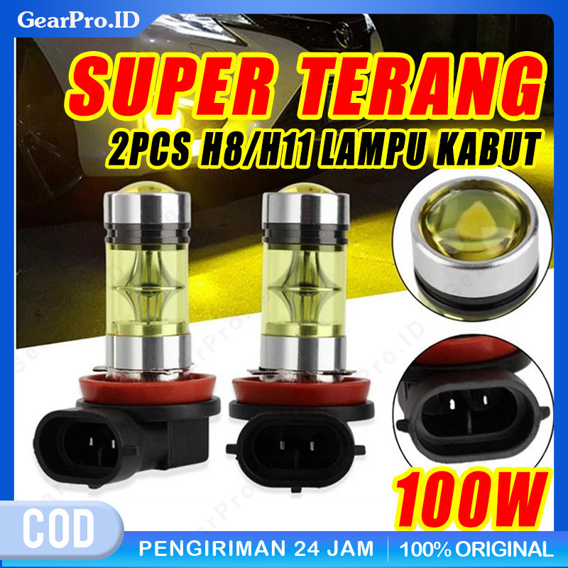 2pcs Mobil Led Lampu Kabut Led H11 H8 4300K 100W 1500LM Super Terang Warna Kuning PUITH Lampu Led Su