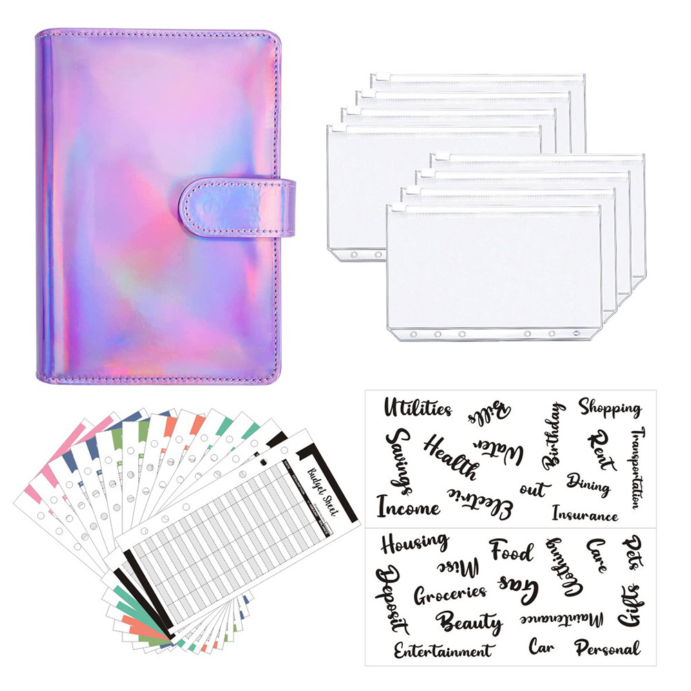 

A6 Colorful Budget Binder Cash Envelopes For Money Saving Organizer With Zipper Pockets Budget Sheets And Self-Adhesive Labels