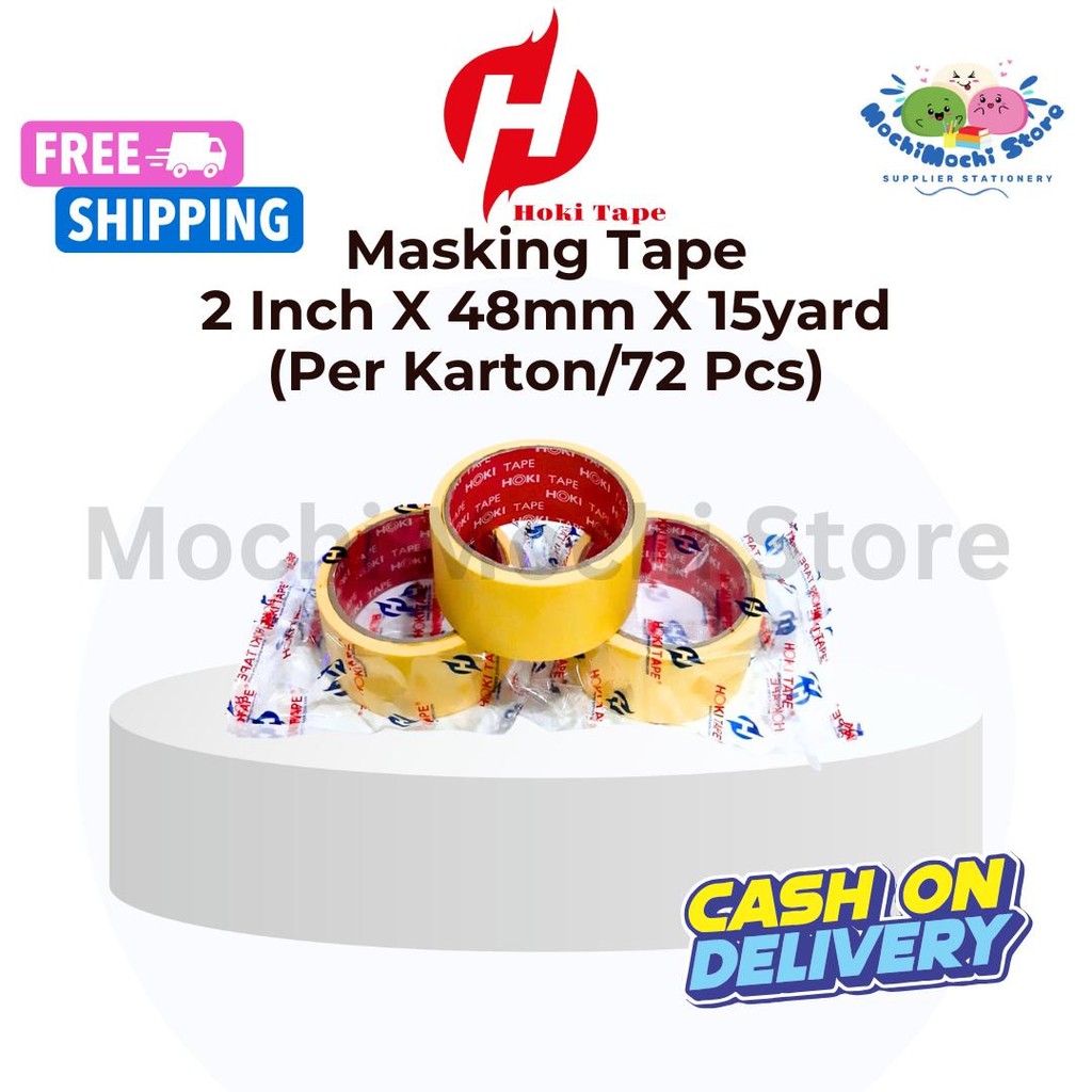 PER KARTON/72 PCS Masking Tape Lakban Kertas 2inch x 48mm x 15yard | Masking Tape 2 Inch | Masking T