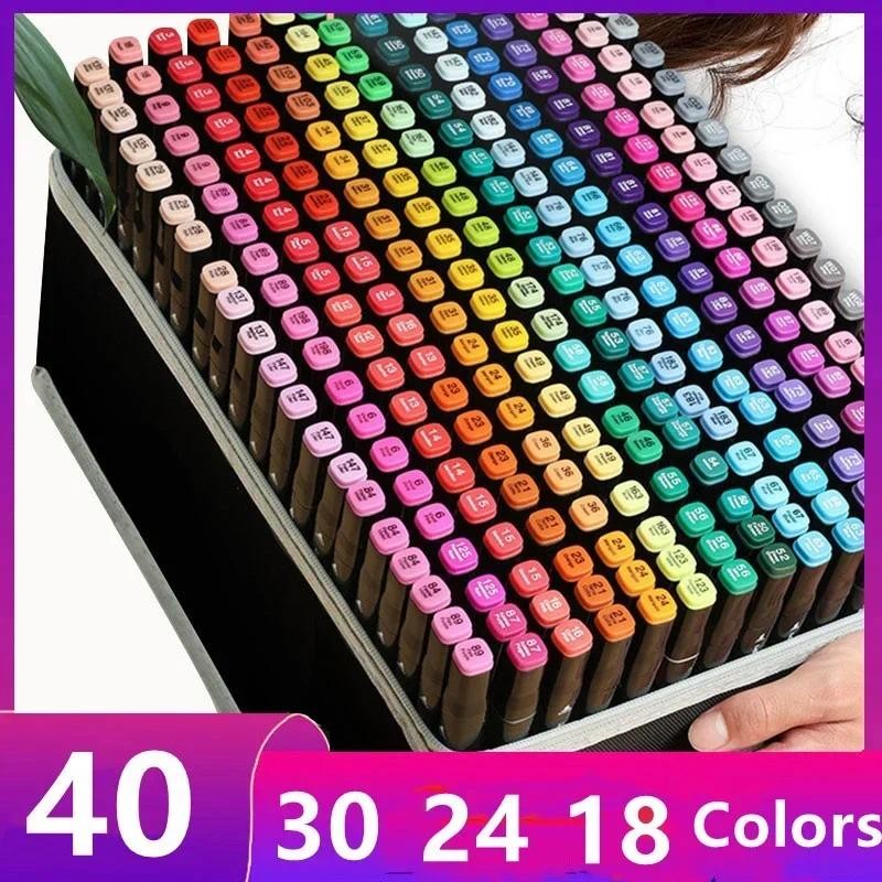 

40/30/24/18 Colors Alcohol Marker Single Art Markers Brush Pen Sketch Based Markers Dual Head Manga Drawing Pens Art Supplies