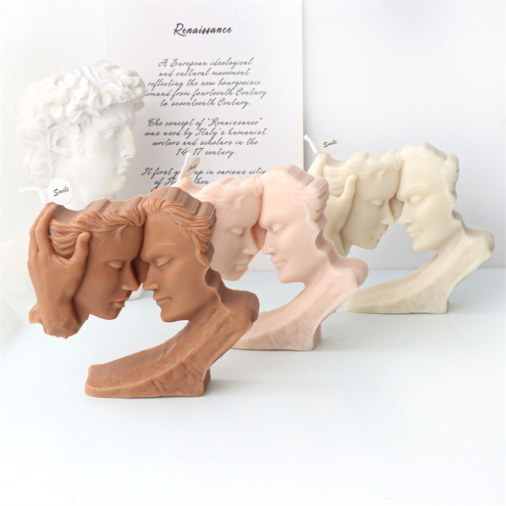 

DIY Lovers Kiss Candle Silicone Mold Nordic Style Simple Face Kissing Couple Sculpture Resin Gypsum Silicone Mold Wedding Decor