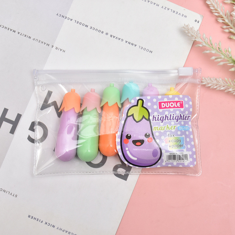 

HIGHLIGHTER PASTEL BENTUK KARAKTER TERONG 1 SET 6 PCS WARNA WARNI FREE POUCH TERMURAH HIGH LIGHTER IMUT STATIONARY LUCU PERALATAN SEKOLAH DAN KANTOR