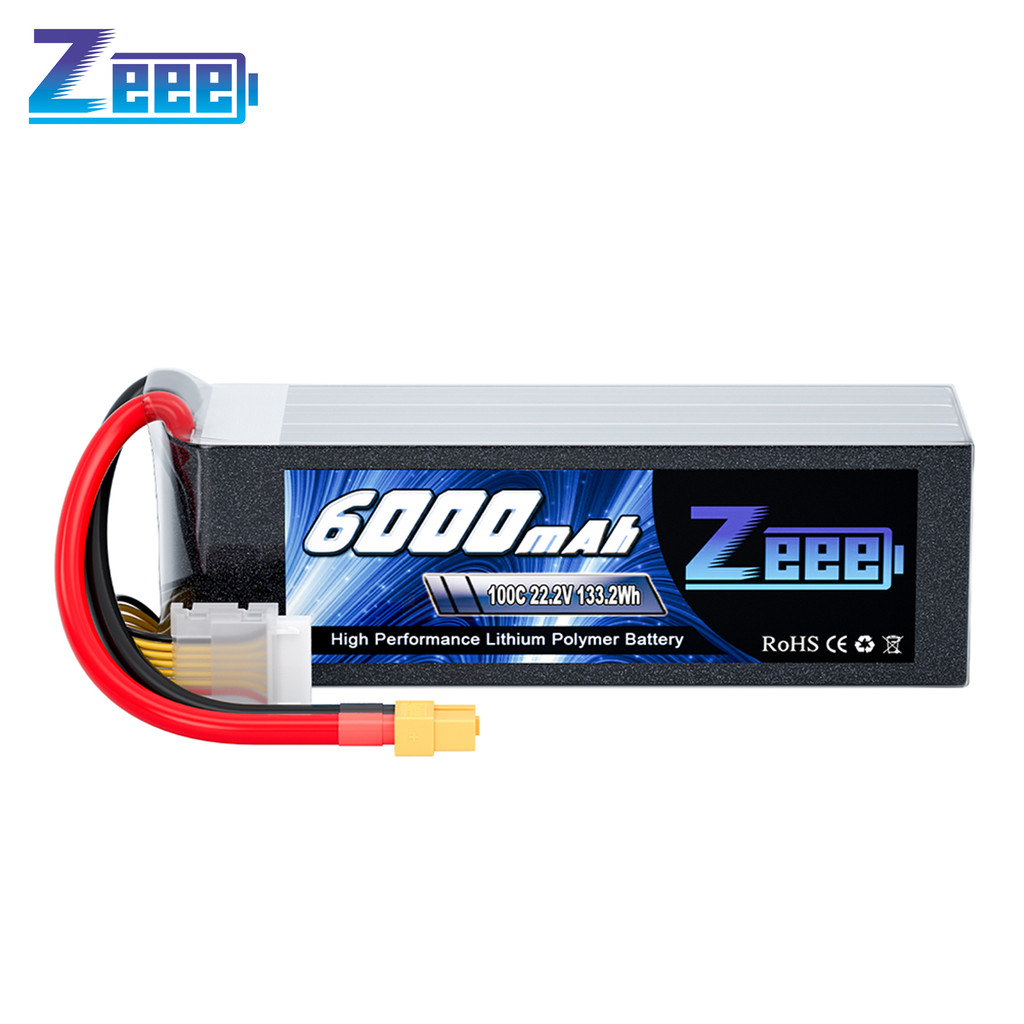 Zeee 6S Lipo 22.2V 6000mAh FPV Drone Battery 100C with XT60 Softcase for RC Car Airplane Boats RC Ba