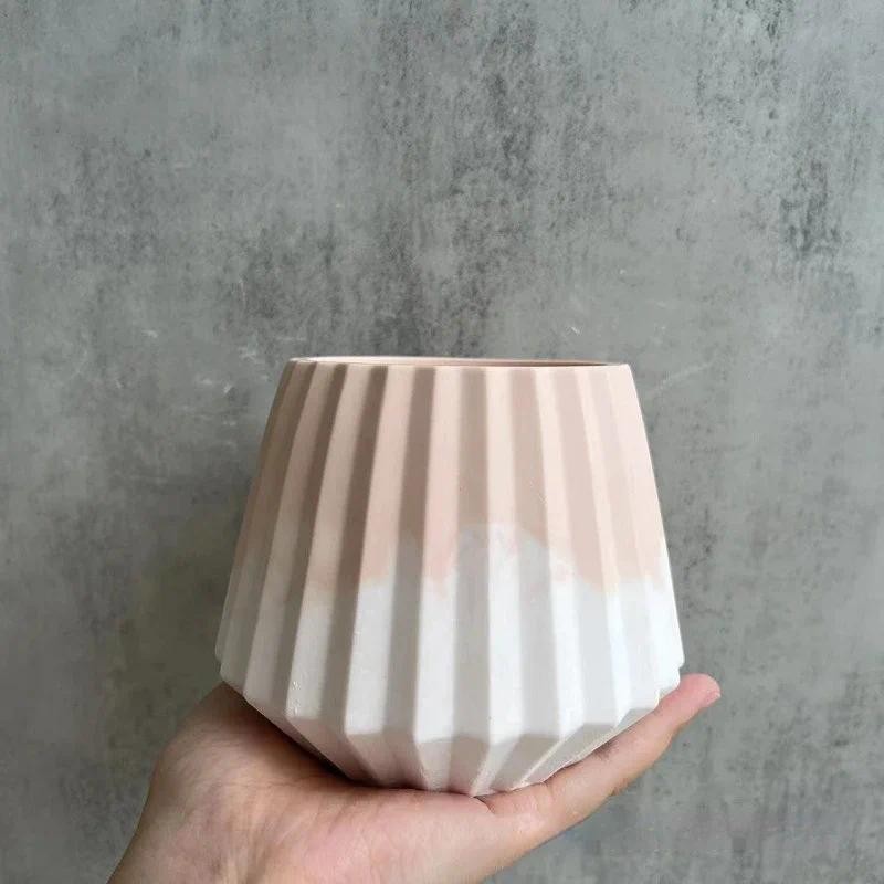 

Resin Mold Vertical Stripes Wide Mouth Flower Pot Silicone Mold DIY Pen Holder Storage Box Gypsum Concrete Mold Making Vase